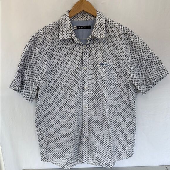 Ben Sherman Men's White and Blue Patterned Shirt Sz XXL - Picture 1 of 3